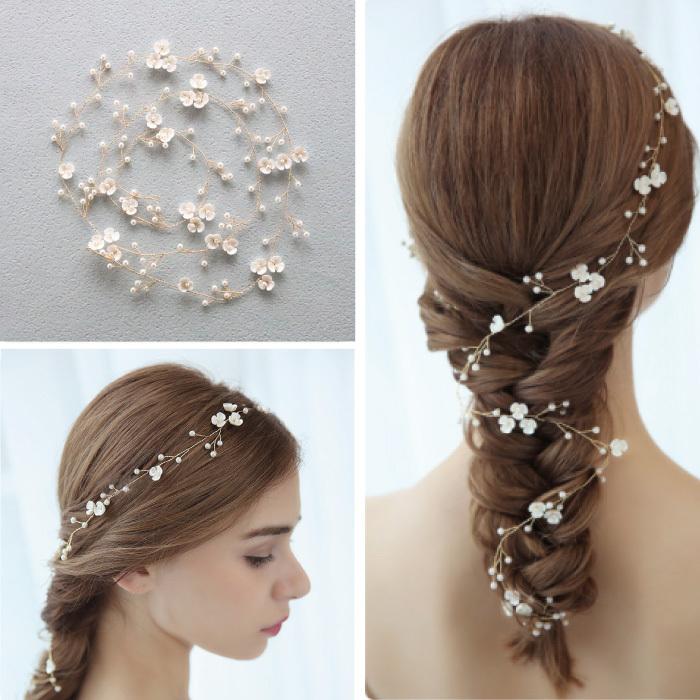 小枝　ヘアアクセサリー　パール　30個セット ヘッドドレス パールフラワー 小枝アクセサリー 大人可愛い 小枝 ヘア