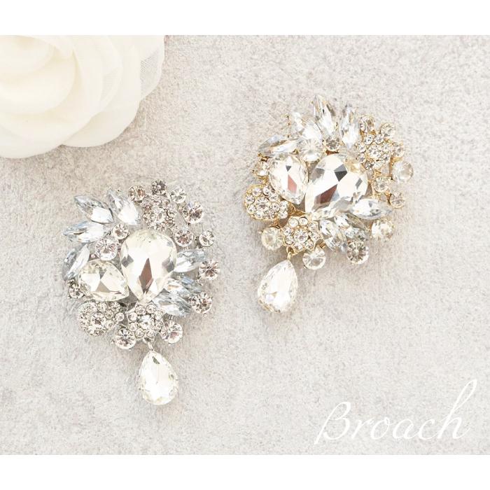 ブローチ 大きめ ビジューフラワー 花 おしゃれ パール シンプル 卒業