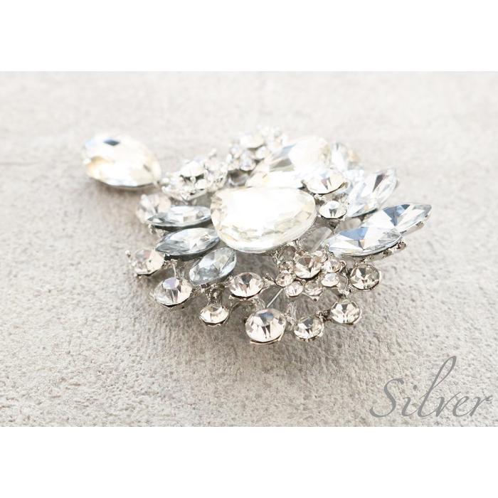 ブローチ 大きめ ビジューフラワー 花 おしゃれ パール シンプル 卒業