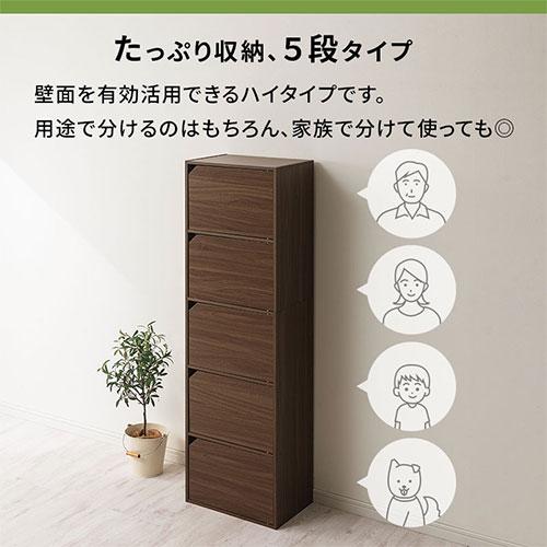 ぼん家具 【完成品設置付き】 本棚 書棚 扉付き 5段 カラーボックス