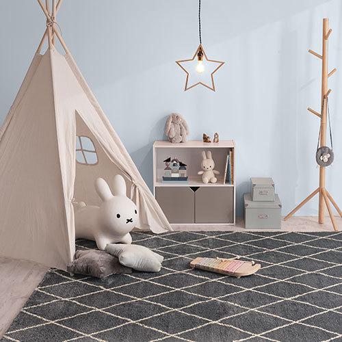 ぼん家具 シャギーラグマット 約 190×240cm ダイヤ柄 ベニワレン 洗濯