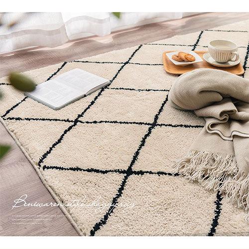 ぼん家具 シャギーラグマット 約 190×240cm ダイヤ柄 ベニワレン 洗濯