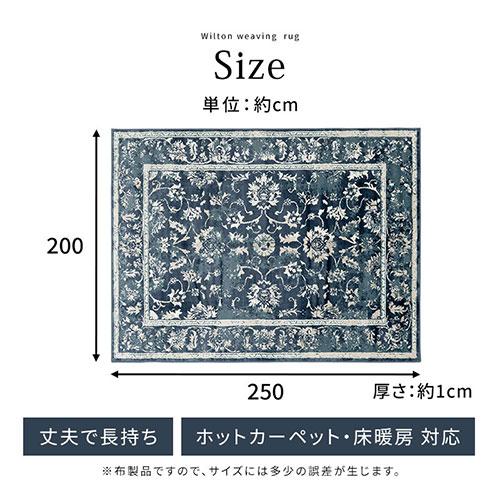 ウィルトン ラグ ウィルトン織 冬 絨毯 カーペット 床暖房対応 ホットカーペット対応 丈夫 長く使える コタツ敷き 長方形 200×250cm 3.2畳 白 青 柄_19