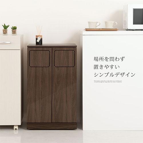 ぼん家具 【完成品】 薄型 2分別 ダストボックス おしゃれ 袋 見えない