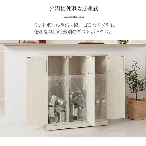 ぼん家具 【完成品】 薄型 3分別 ダストボックス おしゃれ 袋 見えない