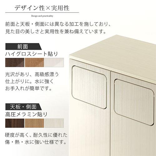 ぼん家具 【完成品】 薄型 3分別 ダストボックス おしゃれ 袋 見えない