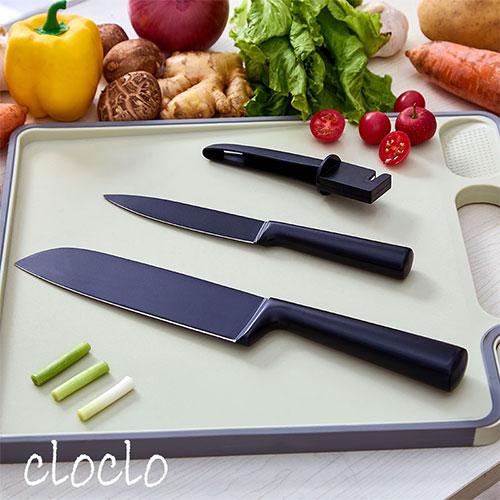 cloclo 三徳包丁 オールステンレス 包丁セット シャープナー付き