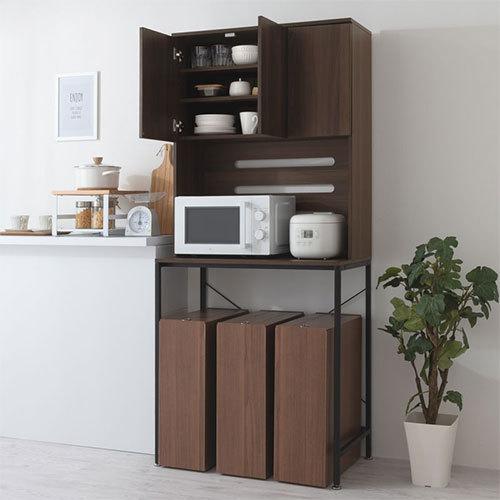 ぼん家具 レンジ上ラック ゴミ箱上ラック キッチンボード ハイタイプ