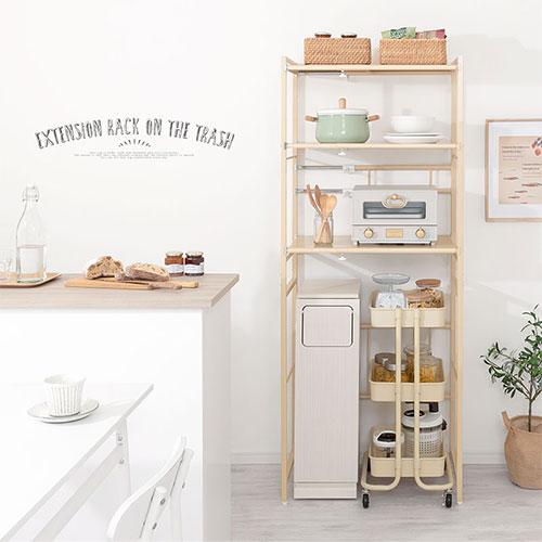 ぼん家具 キッチンラック ゴミ箱上ラック レンジ台 伸縮 ラック 食器棚