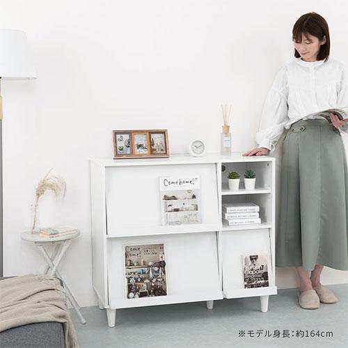 ぼん家具 本棚 フラップチェスト ディスプレイ ラック 脚付き 棚 漫画