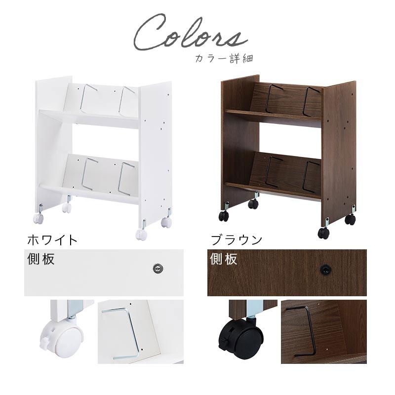 ぼん家具 収納ワゴン ファイルワゴン キャスター付き 2段 書類ワゴン