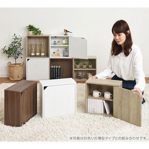 ぼん家具 本棚 おしゃれ 扉付き 薄型 カラーボックス 収納 扉 2