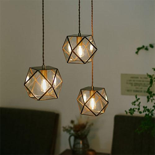 ぼん家具 ペンダントライト 天井照明 E17口金 ガラスシェード 真鍮