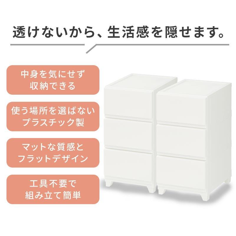 ぼん家具 【完成品】 整理タンス チェスト スリム 3段 2点セット