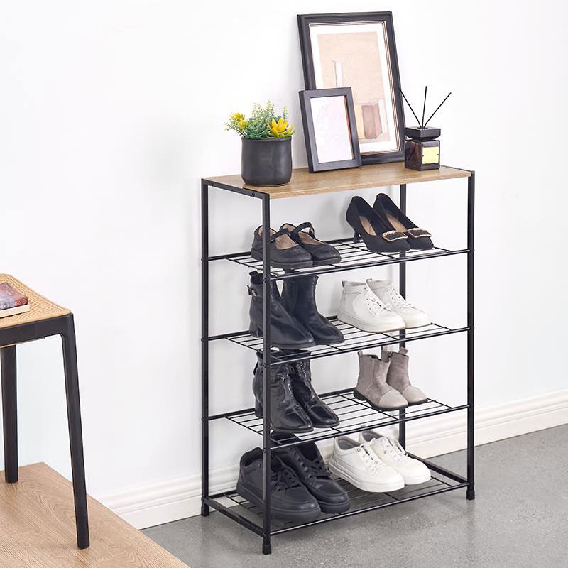 シューズラック　コンパクトスリム【ぼん家具　組立完成品】 ぼん家具 スリムシューズラック 4段 幅63cm 奥行30cm 12足 靴箱 省