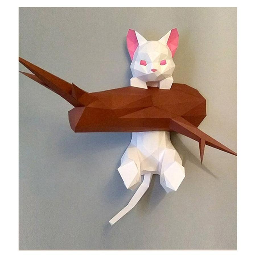ペーパークラフト 猫 壁 3d 木登り 折り紙 壁掛け インテリア Na Charlies 通販 Yahoo ショッピング