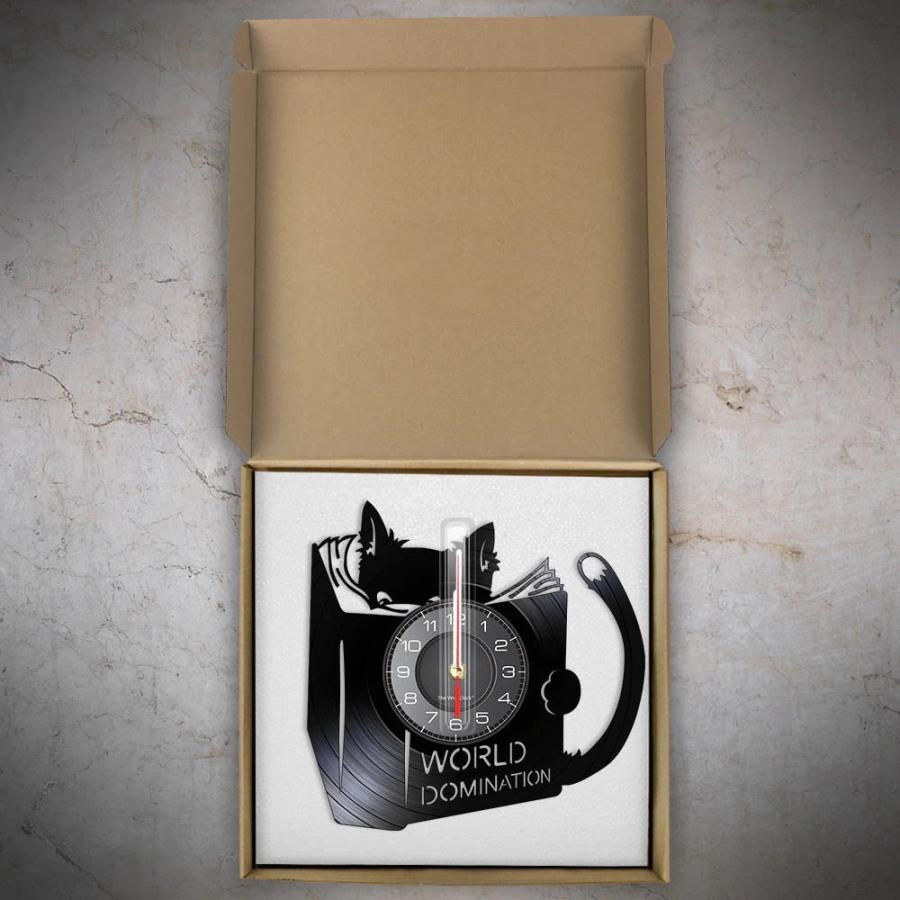 壁掛け時計 猫 子猫 本 読書 シルエット レコード インテリア ブラック Na Charlies 通販 Yahoo ショッピング