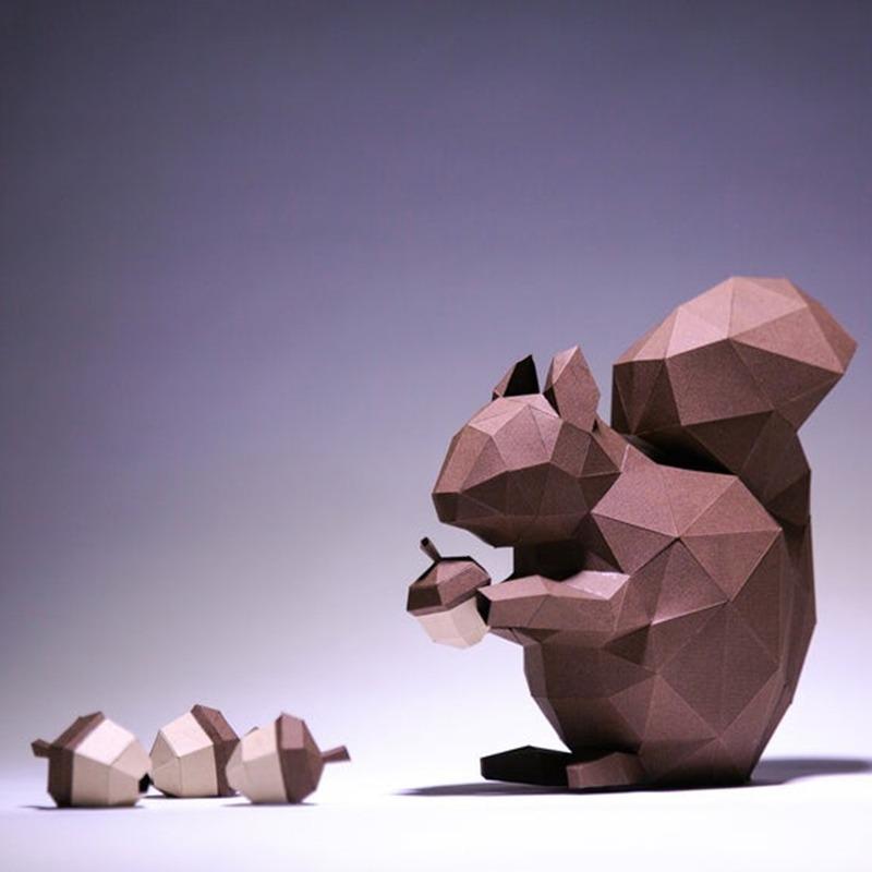 ペーパークラフト リス どんぐり 動物 ３d 立体 折り紙 オブジェ 大きい Na Charlies 通販 Yahoo ショッピング