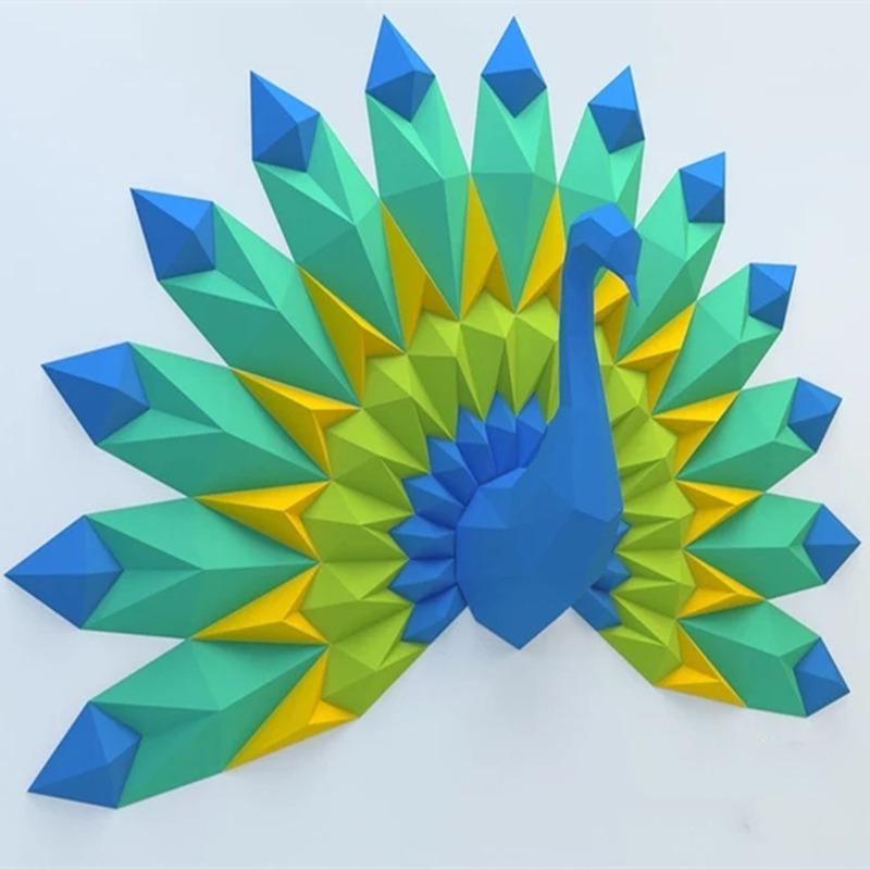 ペーパークラフト 孔雀 鳥 カラフル 壁 ３d 立体 折り紙 オブジェ 大きい Na Charlies 通販 Yahoo ショッピング