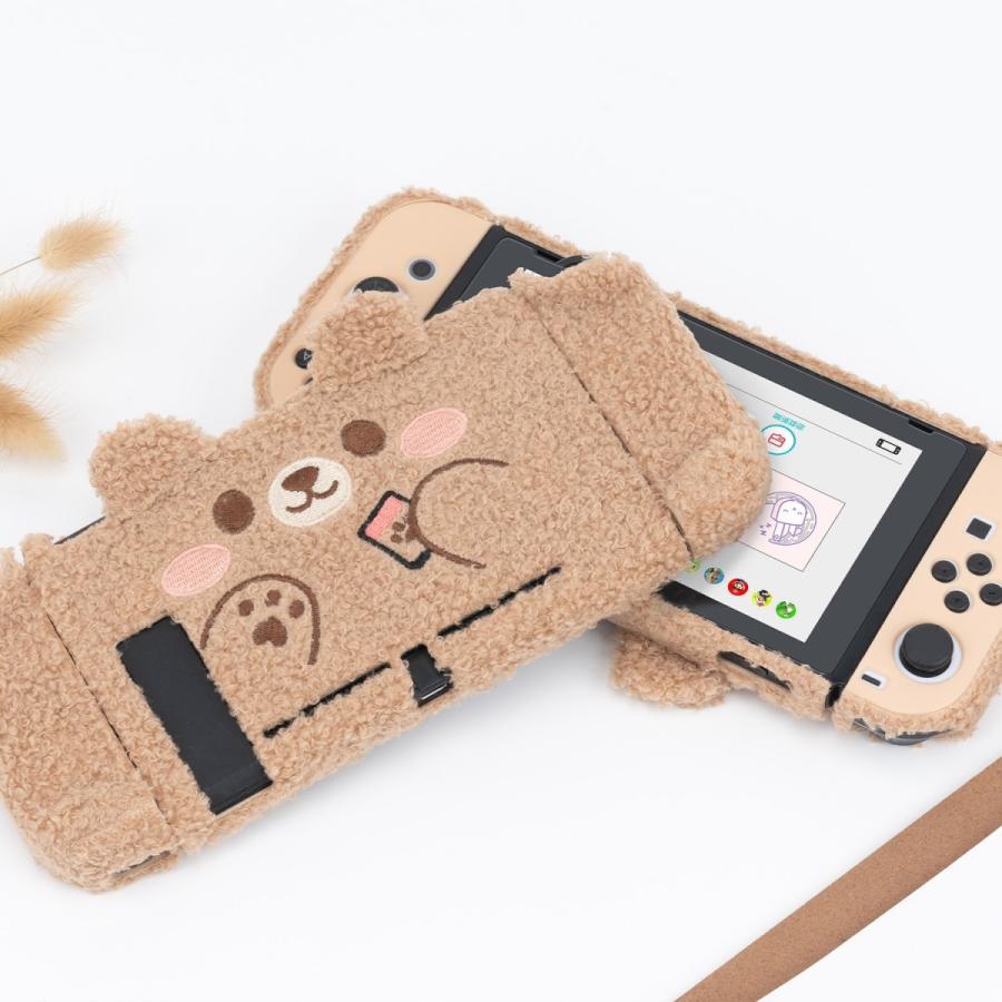 Switch カバー 保護 ケース 分体式 クマ もこもこ ふわふわ ぬいぐるみ