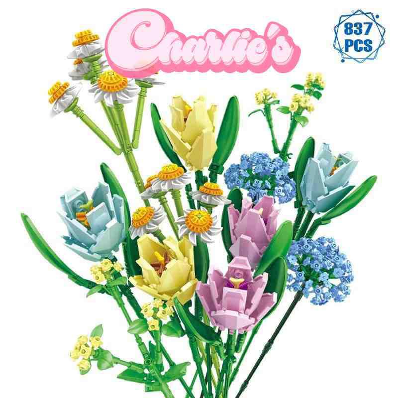 期間限定お試し価格 ブロック レゴ互換 切り花 花束 植物 チューリップ ハルジオン ロマンチック Columbiatools Com