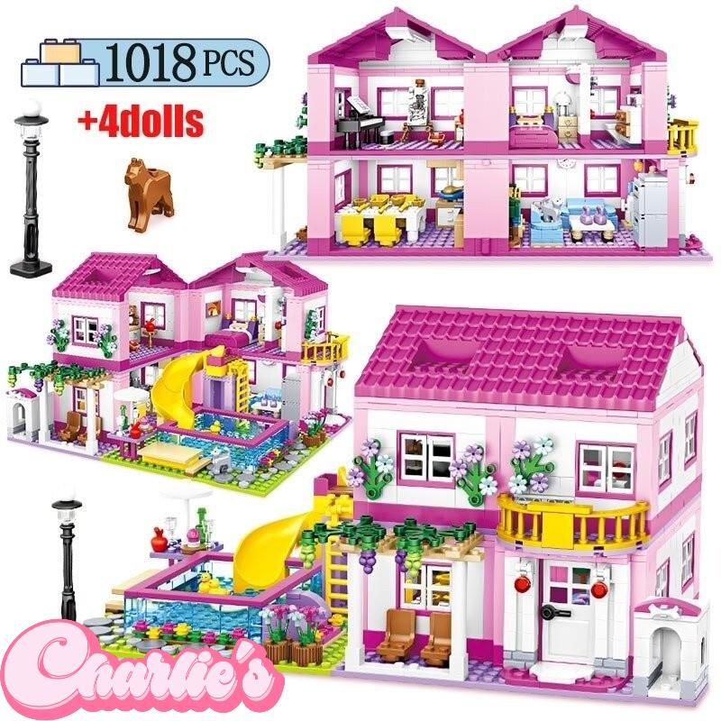 ブロック レゴ互換 家 2階建て ピンク 女の子 かわいい 別荘 Sk Charlies 通販 Yahoo ショッピング