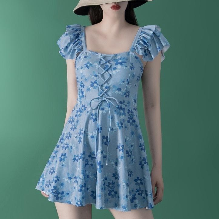 水着 モノキニ ワンピース水着 体系カバー水着 ワンピース パッド付き 体系カバー 二の腕カバー リボン フリル レースアップ バックリボン バックシャン 最新