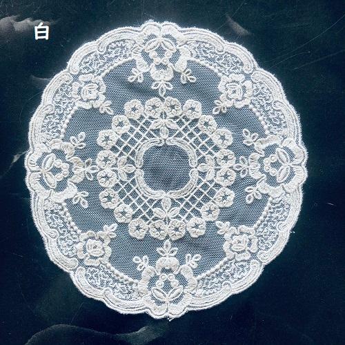 テーブルセンター ドイリー 花瓶敷き 丸 レース 18×19cm 薔薇 北欧