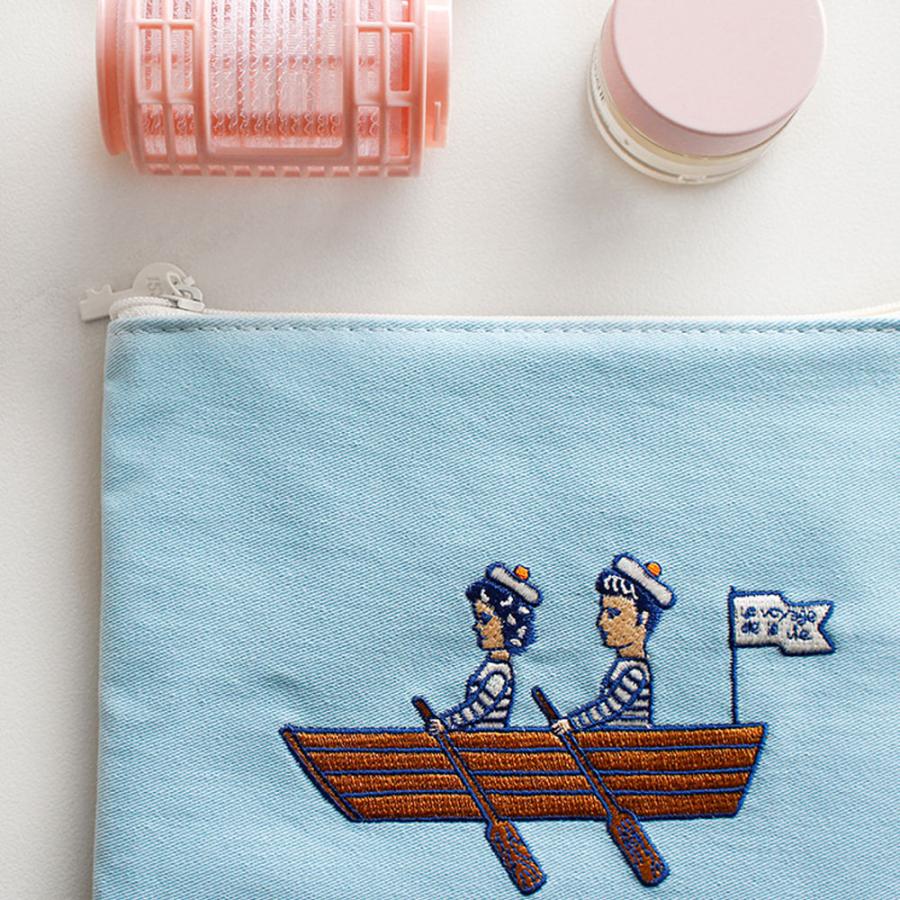 ポーチ かわいい おしゃれ 刺繍 メーク メイク コスメポーチ コットン イラスト 財布 ウォレット ケース 韓国 1537 |  | 15