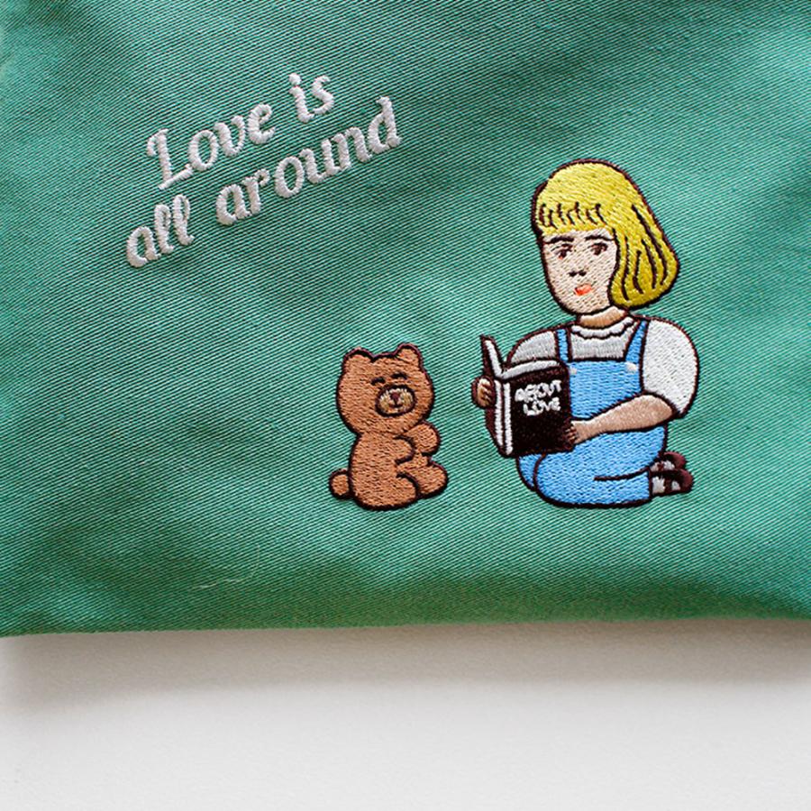 ポーチ かわいい おしゃれ 刺繍 メーク メイク コスメポーチ コットン イラスト 財布 ウォレット ケース 韓国 1537 |  | 20