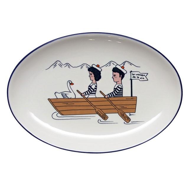 レトロ　プレート皿　イラスト皿 お皿 セラミック ホワイト 白 おしゃれ 北欧 レトロ 韓国 かわいい 食