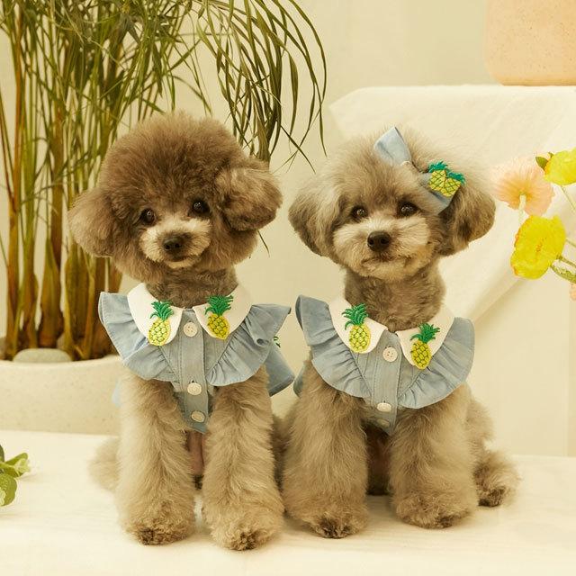 犬服☆ハンドメイド☆ワンピース☆4着✩.*˚ 犬服 ハンドメイド ワンピース 夏 春 4号 花柄 緑 ベージュ