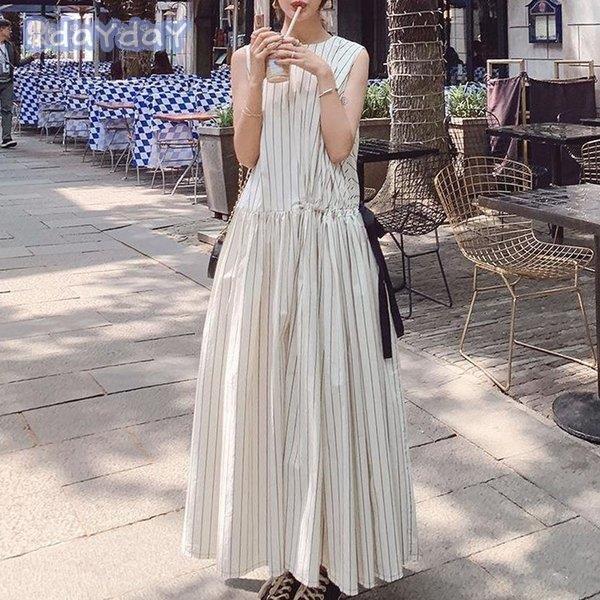 ワンピース レディース ワンピ シフォン ロングワンピース 春 夏 秋 おしゃれ 袖なし ストライプ 通勤 Ol 結婚式 大きいサイズ 体型カバー着痩せ 大人 注目ブランド