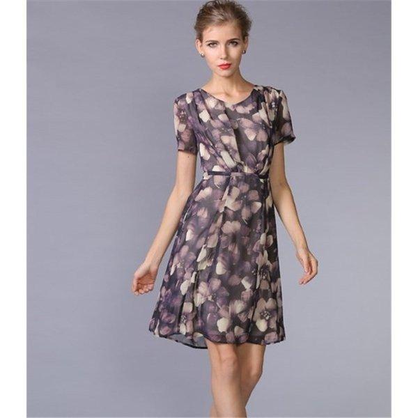 ファッション 送料無料 プレゼント付 ワンピースパーティーお呼ばれ二次会袖付き花柄フラワー膝丈通勤オフィスolきれいめ代30代40代50代n Npryunoayg Www Sakphotography Com