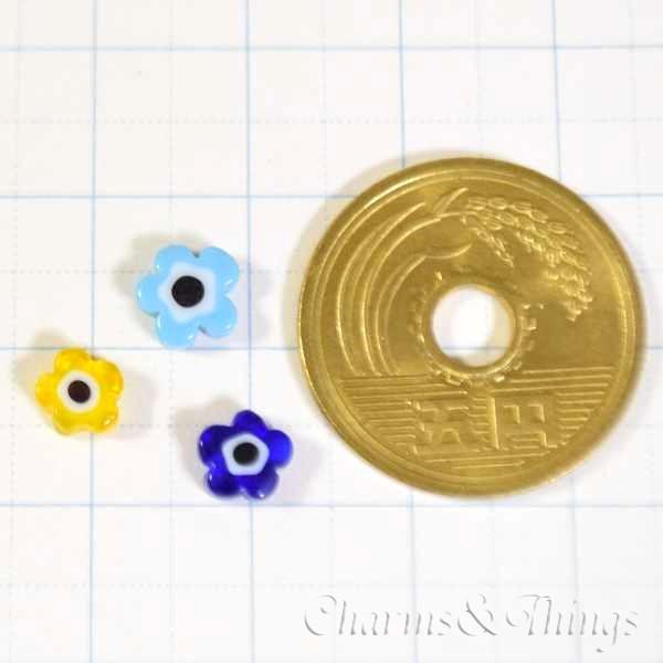 花 ガラスビーズ 不揃い 5mm〜6.5mm トンボ玉（38個入り）アクセサリー パーツ グラスビーズ ハンドメイド 材料｜charms-things｜05