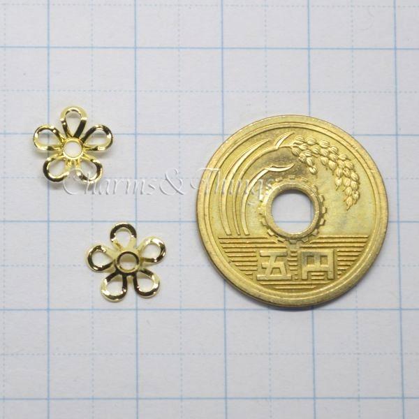 アクセサリーパーツ ビーズキャップ 花座 約9mm BR ゴールド （30個入 