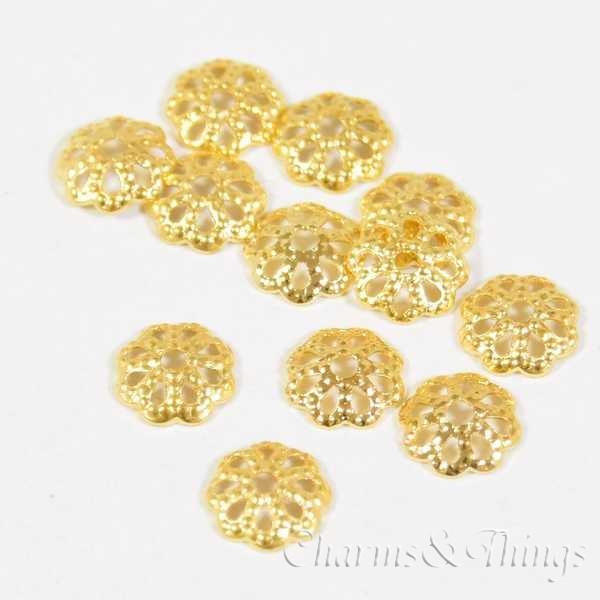 アクセサリーパーツ ビーズキャップ 花座 座金 約6mm BT （30個入）花  