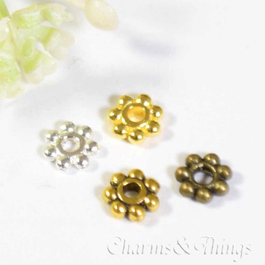 花 ロンデル 約4mm穴約1mm6g スペーサー 100個入 アクセサリーパーツ メタルビーズ 金属 ビーズ Fd 07 Charms And Things 通販 Yahoo ショッピング
