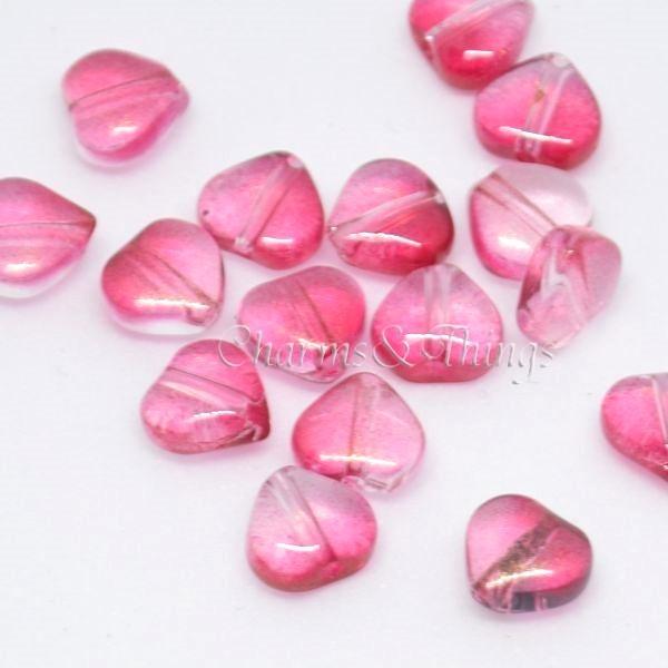 ハート Mini ガラスビーズ (10個入り) アクセサリーパーツ オーロラ  