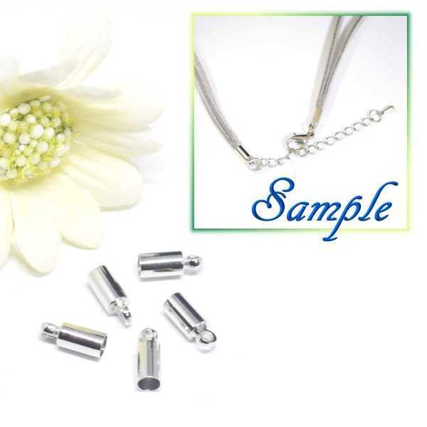 アクセサリーパーツ エンドキャップ 紐止め カツラ 内径約3mm シルバー (22個入り)留め具 真鍮製 エンドパーツ FD600Ni