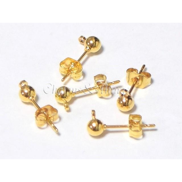 ピアス部品 カン付き 丸玉 ポストパーツ 4mm 玉 スタッドピアス 5ペア （10個）アクセサリーパーツ ビーズ細工 #キャッチはおまけ  :FD804:Charms and Things - 通販 - Yahoo!ショッピング