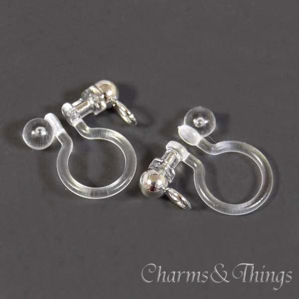 アクセサリーパーツ ノンホールピアス カン付き シリコン製 イヤリング （４個） ステンレス パーツ ピアス｜charms-things｜11