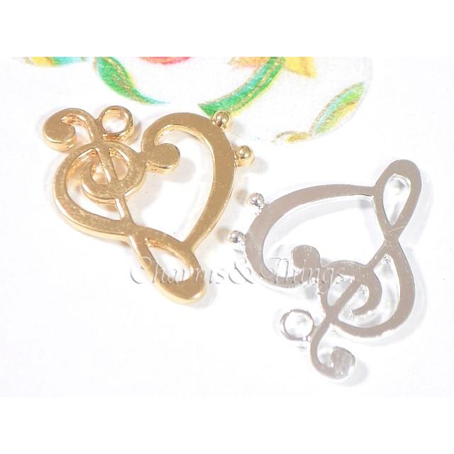 C T ハートモチーフの音楽記号 2個入 楽譜アクセサリー材料ト音記号とヘ音記号ネックレス部品ハンドメイド Sc1432 Charms And Things 通販 Yahoo ショッピング