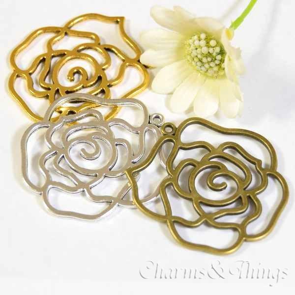 C T 大きな薔薇のすかしチャーム 1個入 アクセサリー材料ハンドメイド部品パーツ金属ピアス素材バラの花モチーフ Sc1516 Charms And Things 通販 Yahoo ショッピング