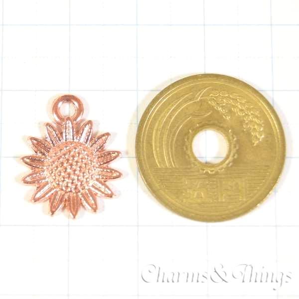 ひまわり 花 チャーム (6個入) アクセサリーパーツ 向日葵 サンフラワー :SC1533:Charms and Things 通販 no.622 透かし フレーム フラワー ストーン付き チャーム 花 ゴールド