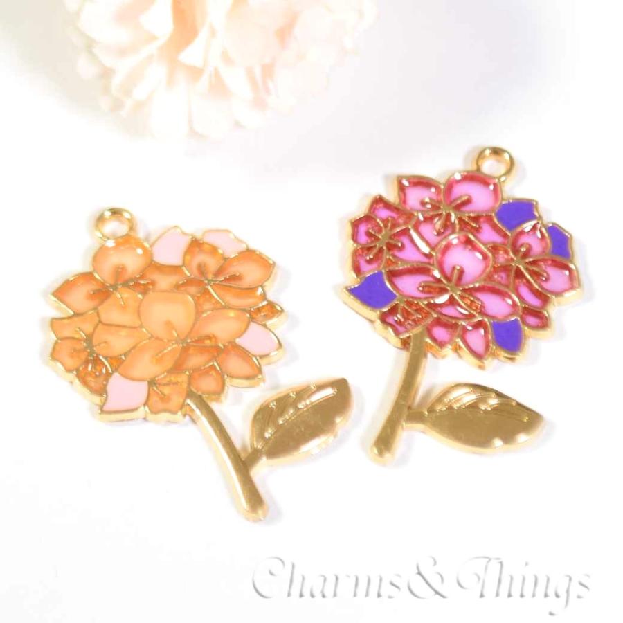 あじさい 花 チャーム 紫陽花 (2個入) アクセサリー パーツ 