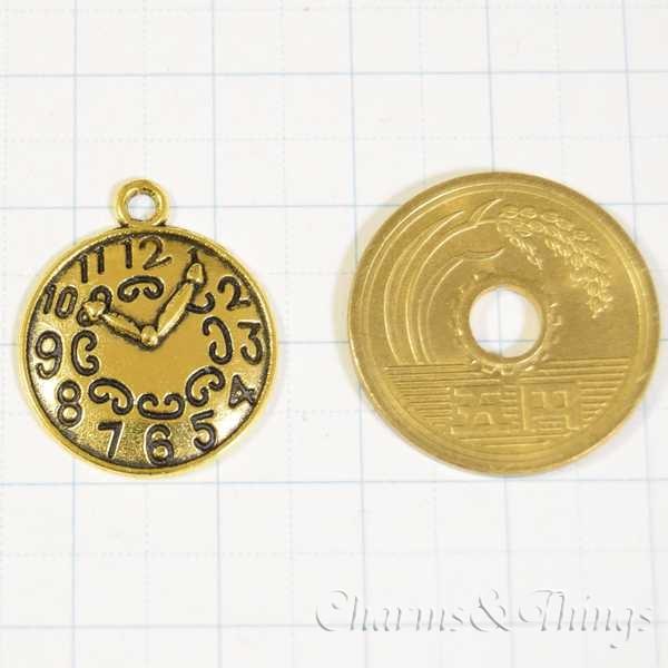 時計 レトロ チャーム ウォッチ 丸 クロック (10個入) アクセサリー 