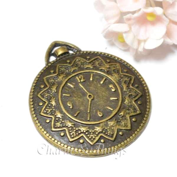 C T 大きな時計のチャームウォッチ クロック懐中時計 2個入 アクセサリー材料アクセ金属パーツ金具チャームaliceアリス Sc234 Charms And Things 通販 Yahoo ショッピング