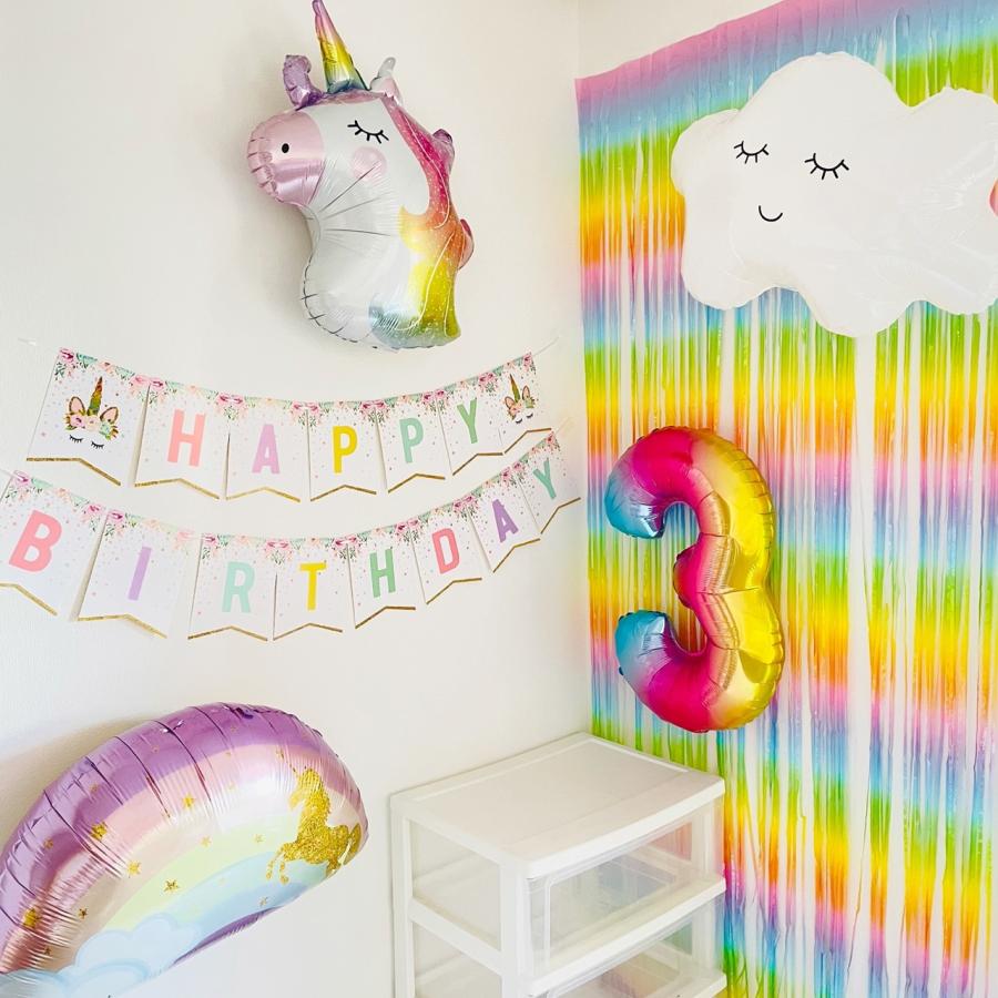 誕生日 飾り付け ユニコーン 風船 パーティー バルーン レインボー