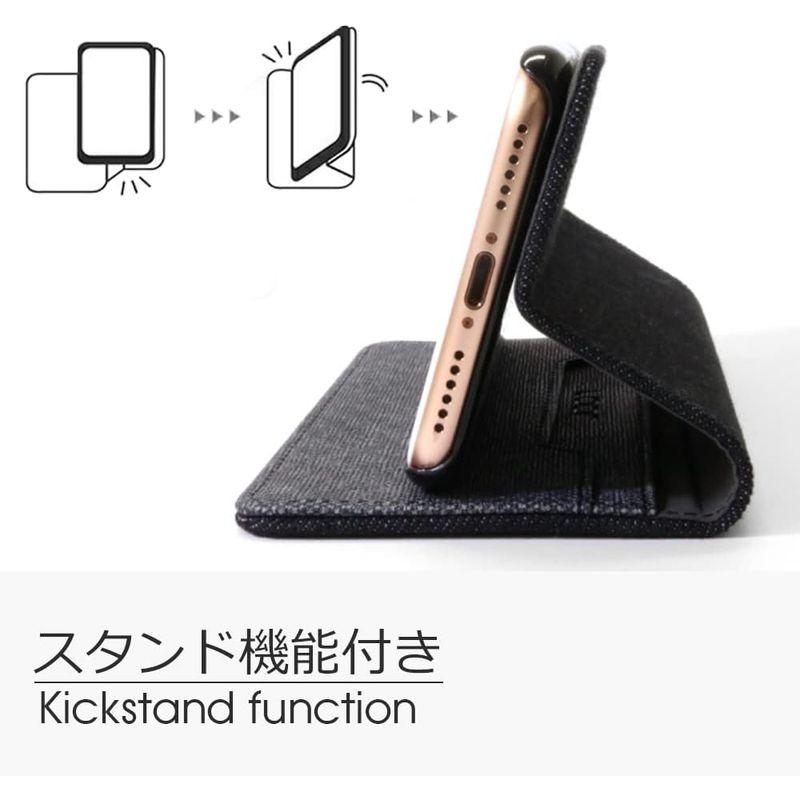 LOOF Denim Series iPhone 13 アイフォン ケース 手帳型 カバー スマホケース デニム生地 横入れ カード収納付｜chatan｜08